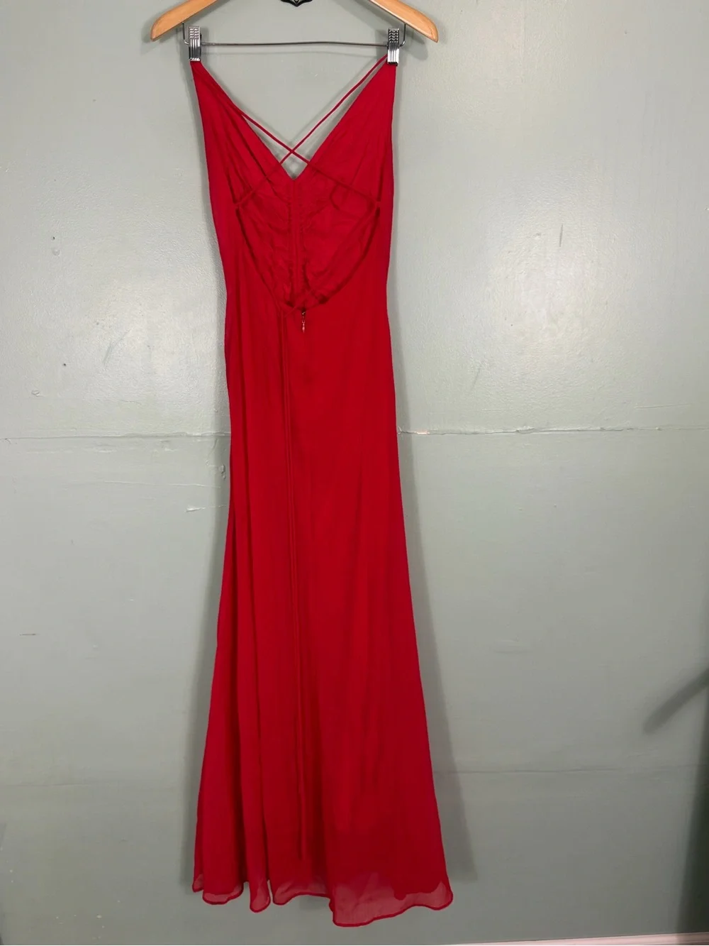 Free People Simone Maxi Dress Size 8 Red Ruched Slit